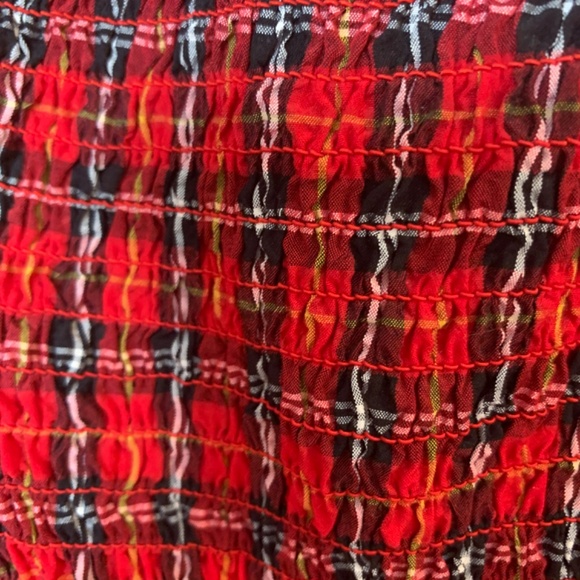 Old Navy Red Tartan Plaid Babydoll Dress 2X Smocked Milk Maid Holiday Christmas - Picture 5 of 9